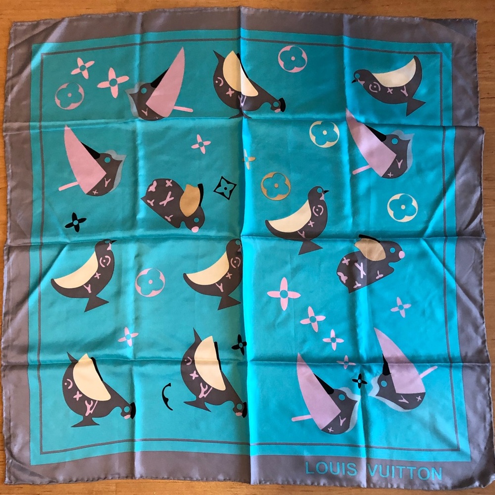 Louis Vuitton silk twill square scarf birds